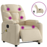 Fauteuil inclinable de massage électrique crème tissu