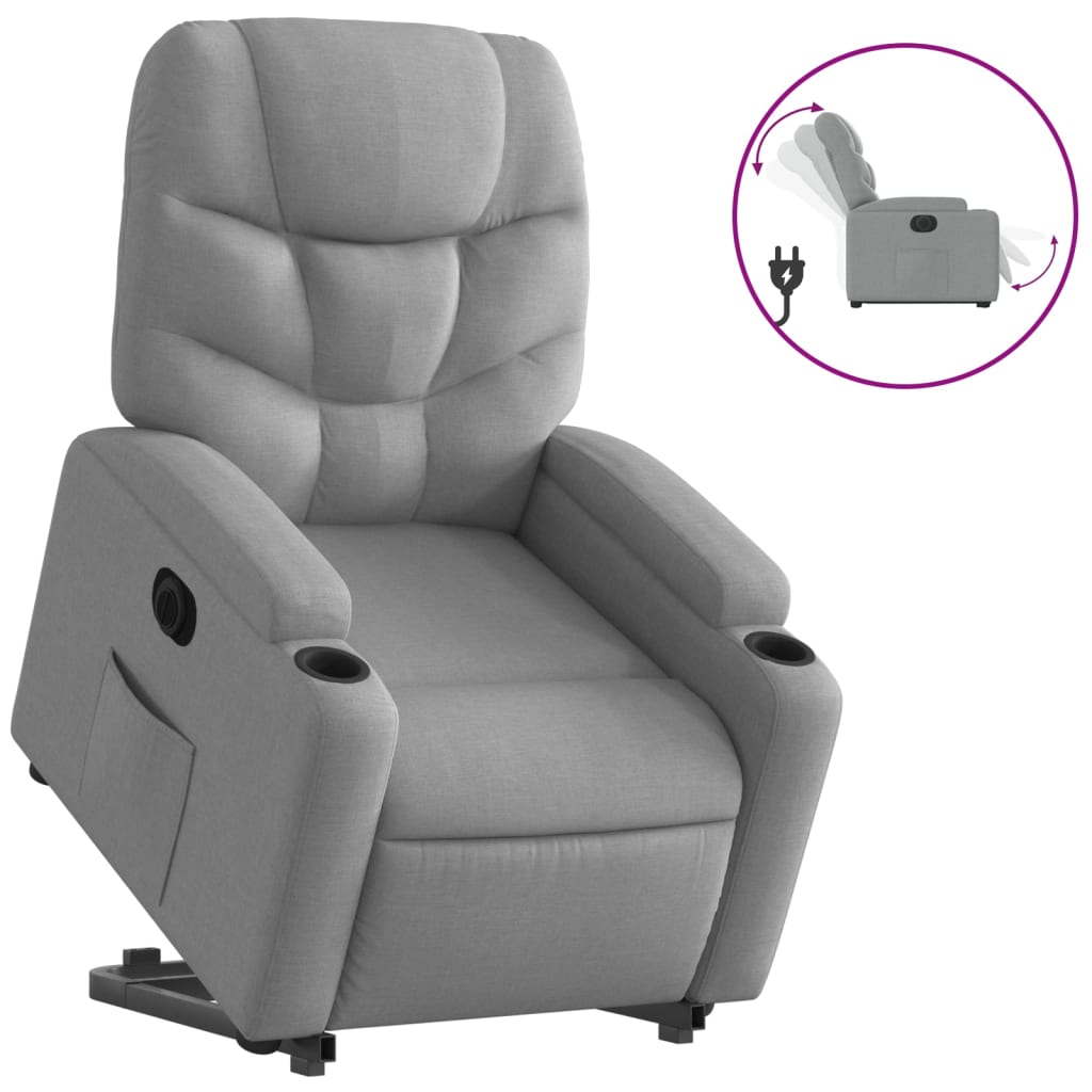 Fauteuil inclinable électrique gris clair tissu