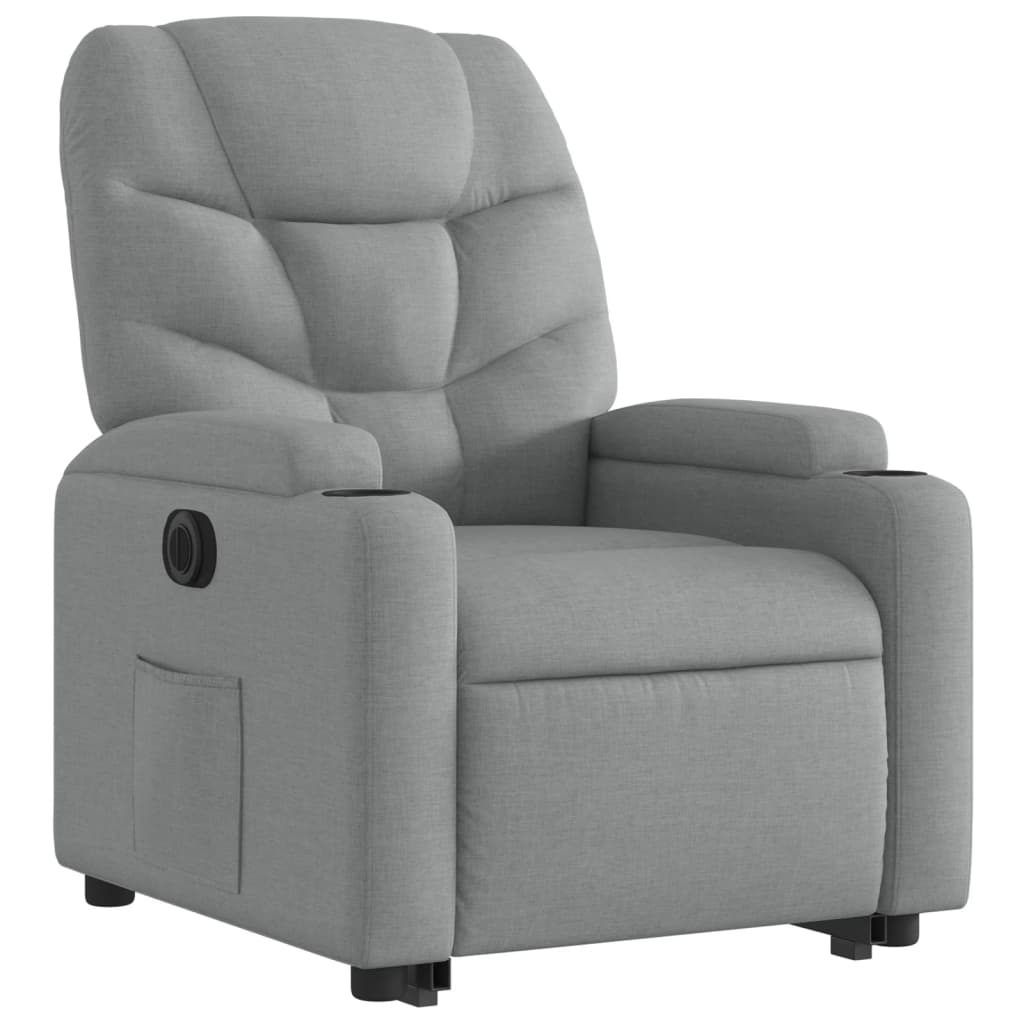 Fauteuil inclinable électrique gris clair tissu
