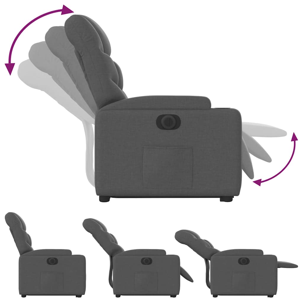 Fauteuil inclinable électrique gris foncé tissu