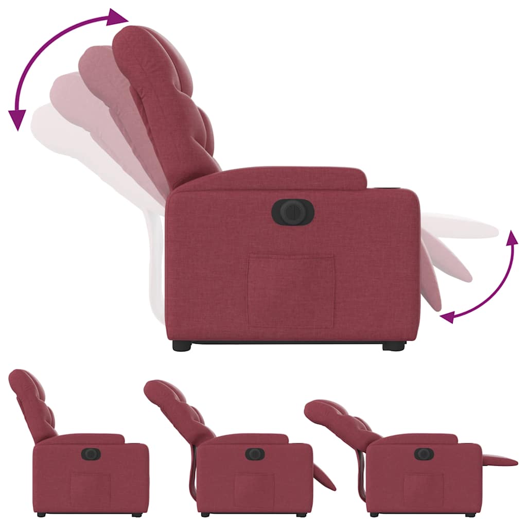 Fauteuil inclinable électrique rouge bordeaux tissu