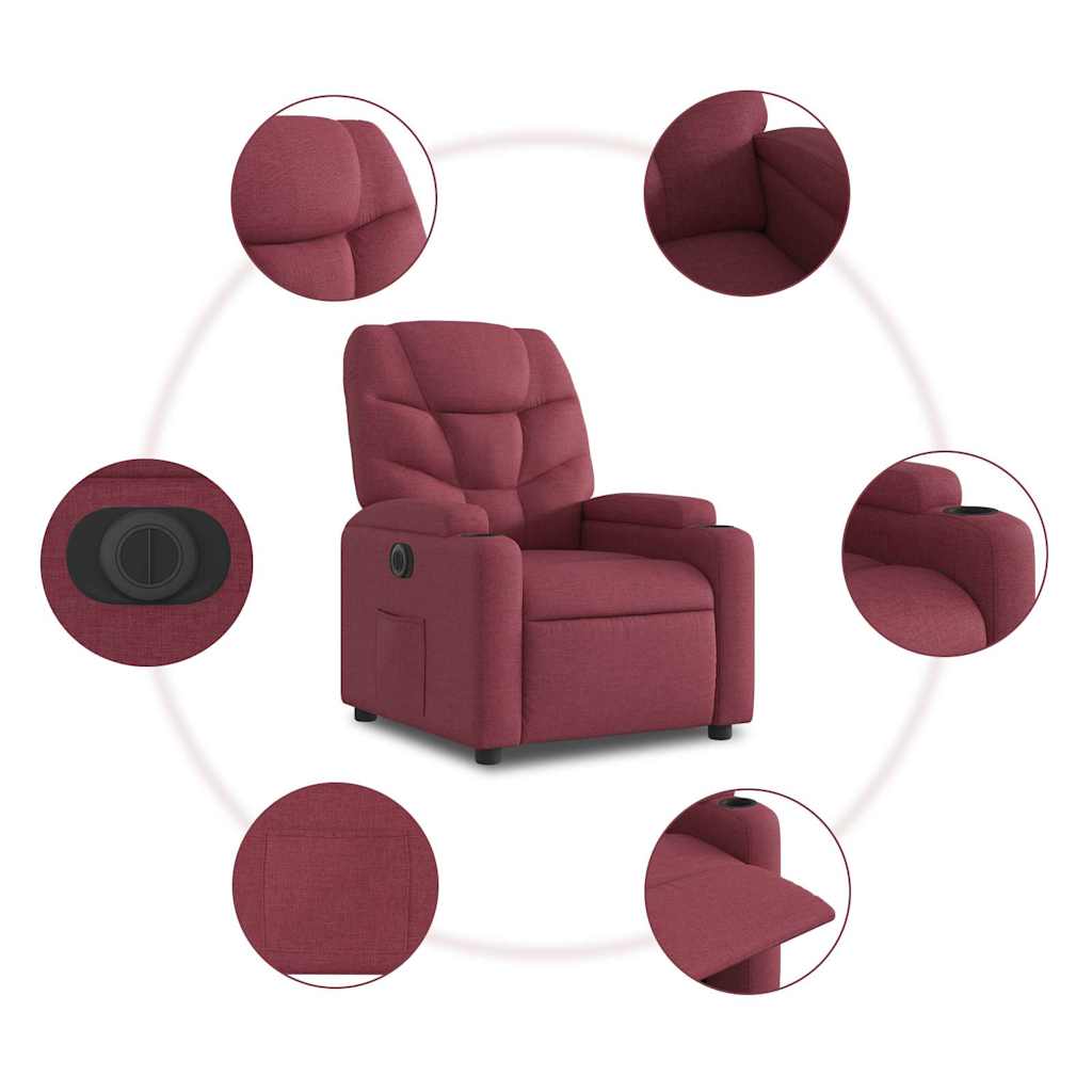 Fauteuil inclinable électrique rouge bordeaux tissu