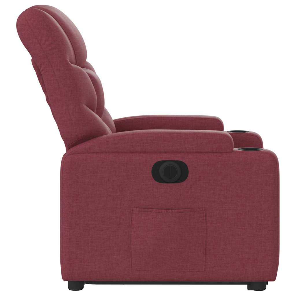 Fauteuil inclinable électrique rouge bordeaux tissu