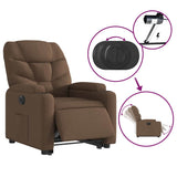 Fauteuil inclinable électrique marron tissu