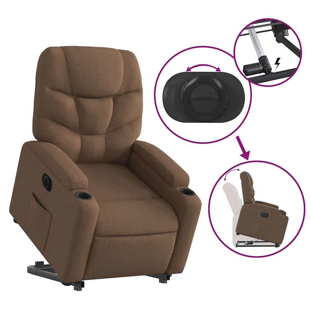 Fauteuil inclinable électrique marron tissu