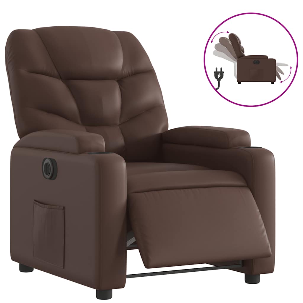 Fauteuil inclinable électrique Marron Similicuir