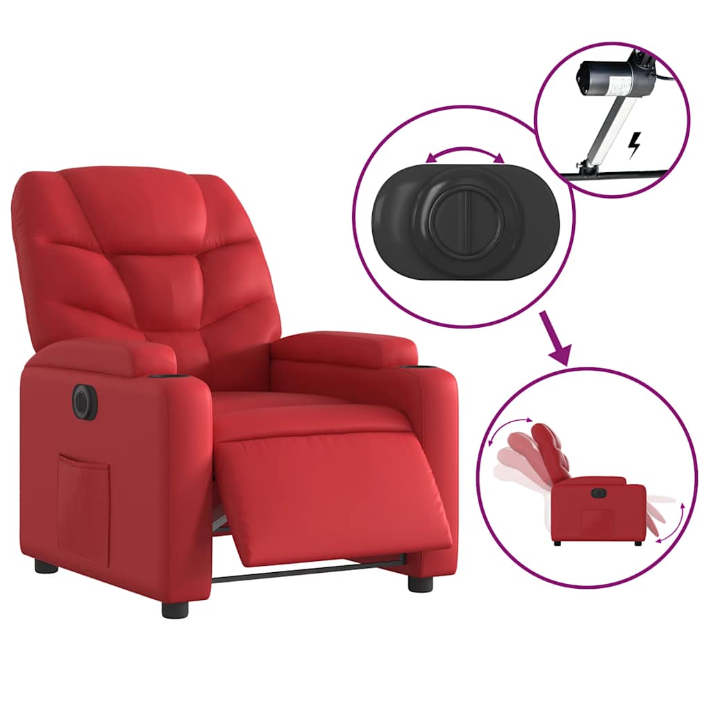 Fauteuil inclinable électrique Rouge Similicuir