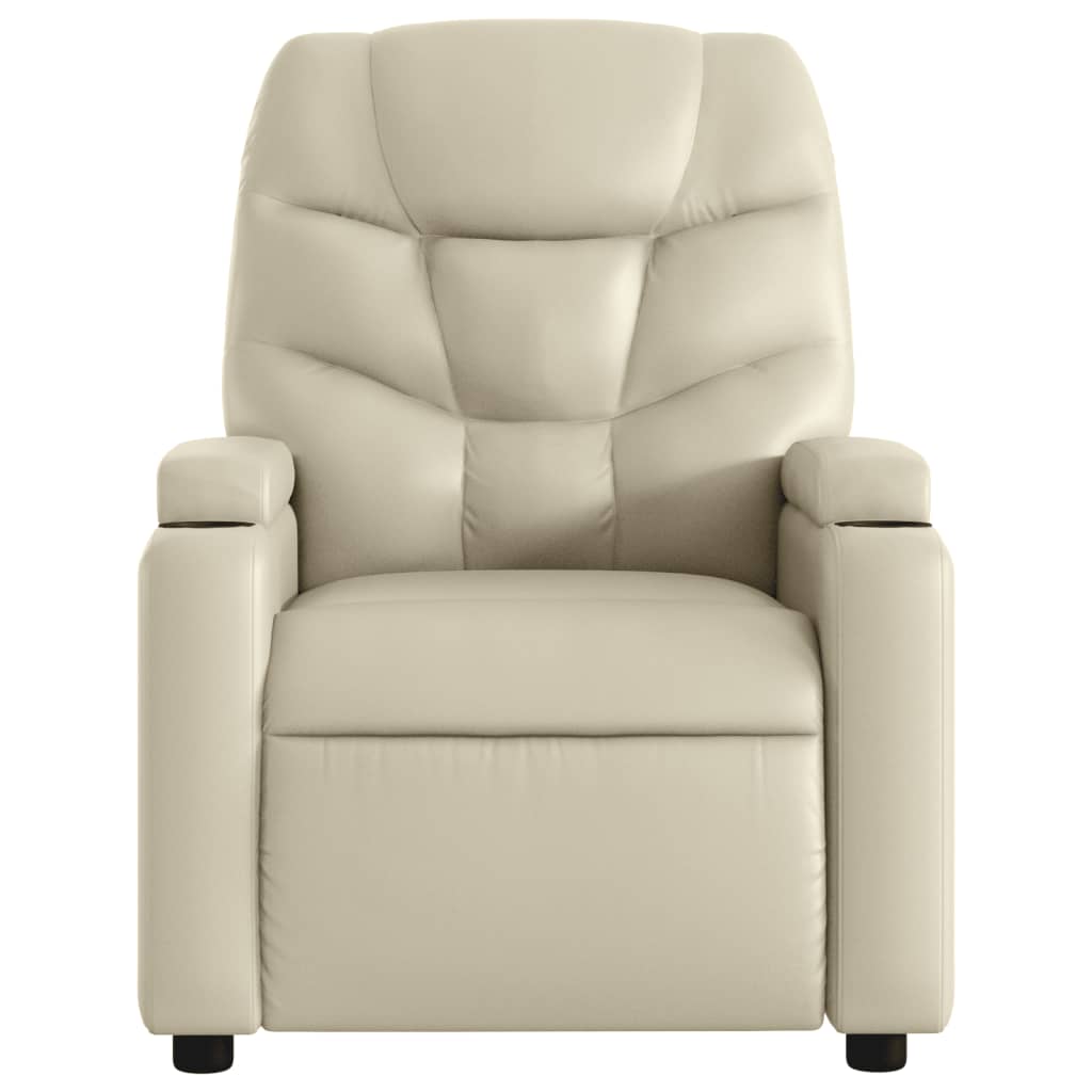 Fauteuil inclinable électrique crème similicuir