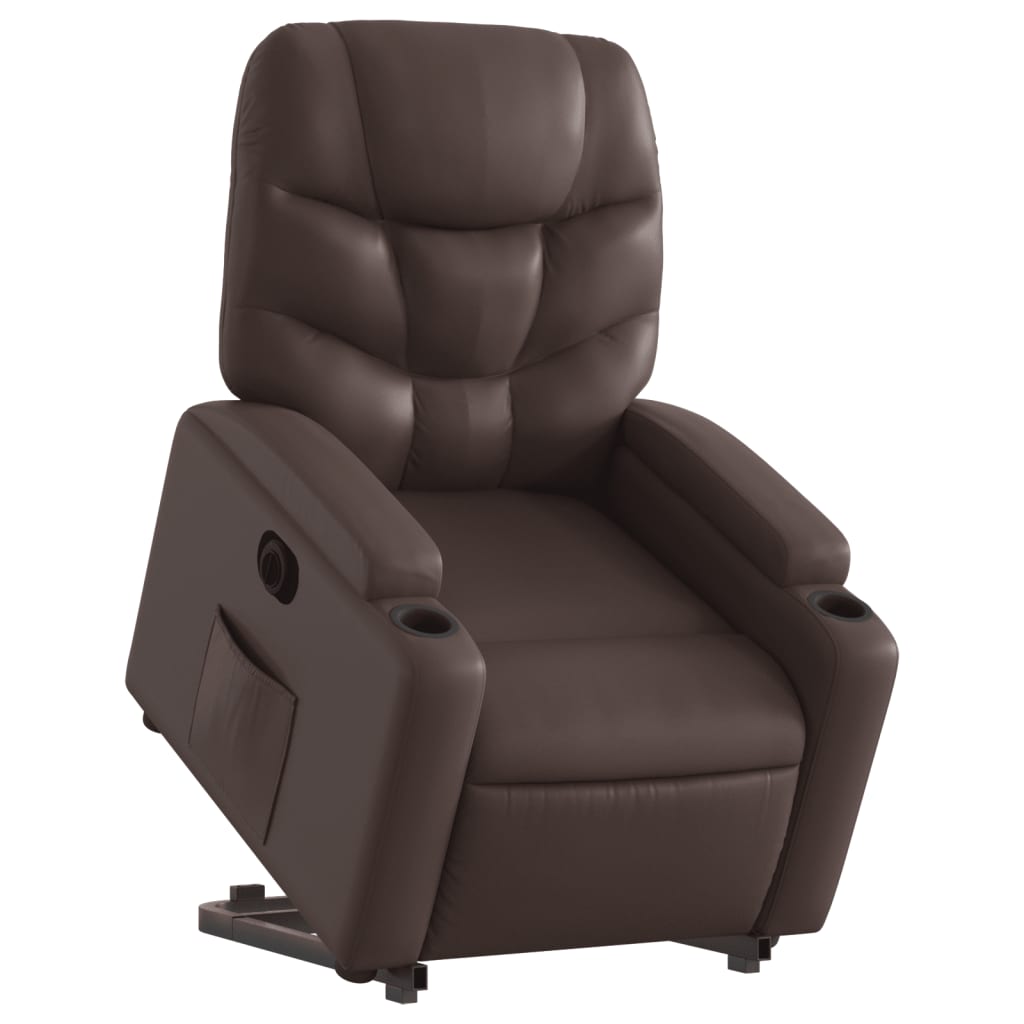 Fauteuil inclinable électrique marron similicuir