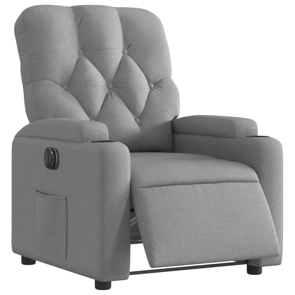 Fauteuil inclinable électrique Gris clair Tissu