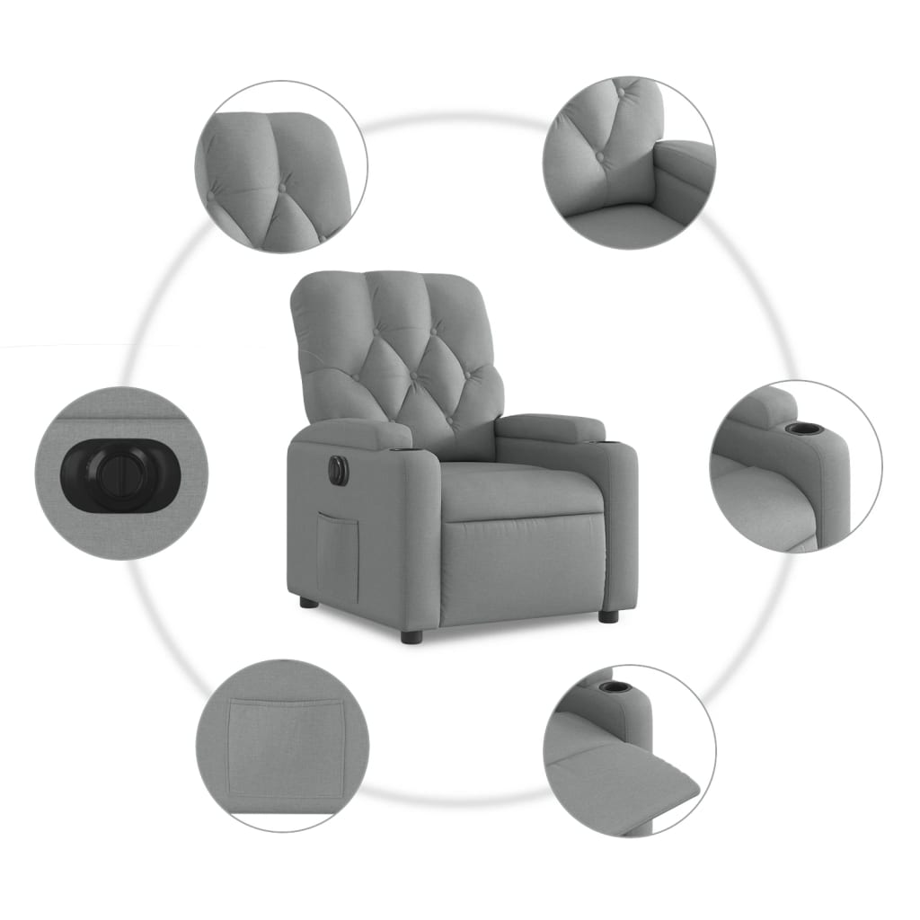 Fauteuil inclinable électrique Gris clair Tissu