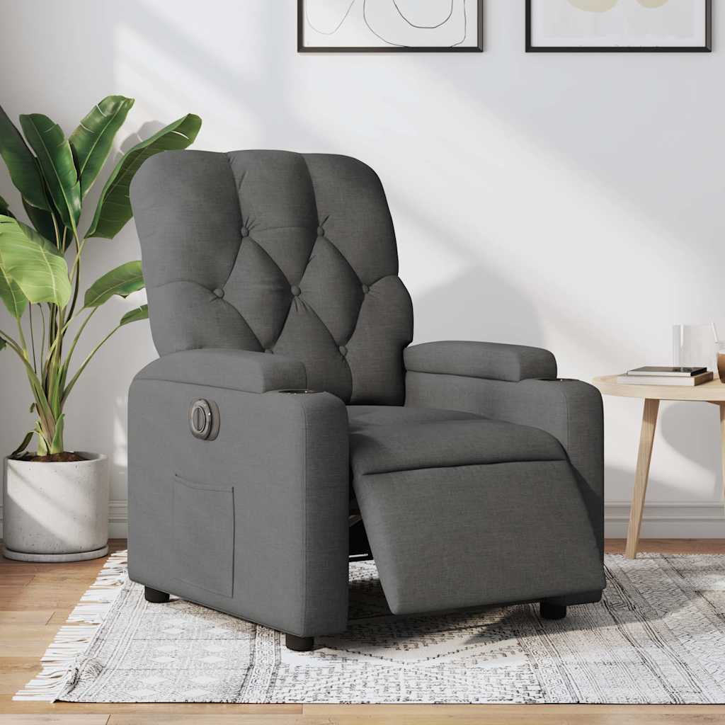 Fauteuil inclinable électrique Gris foncé Tissu