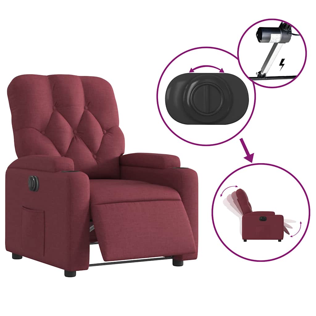 Fauteuil inclinable électrique Rouge bordeaux Tissu