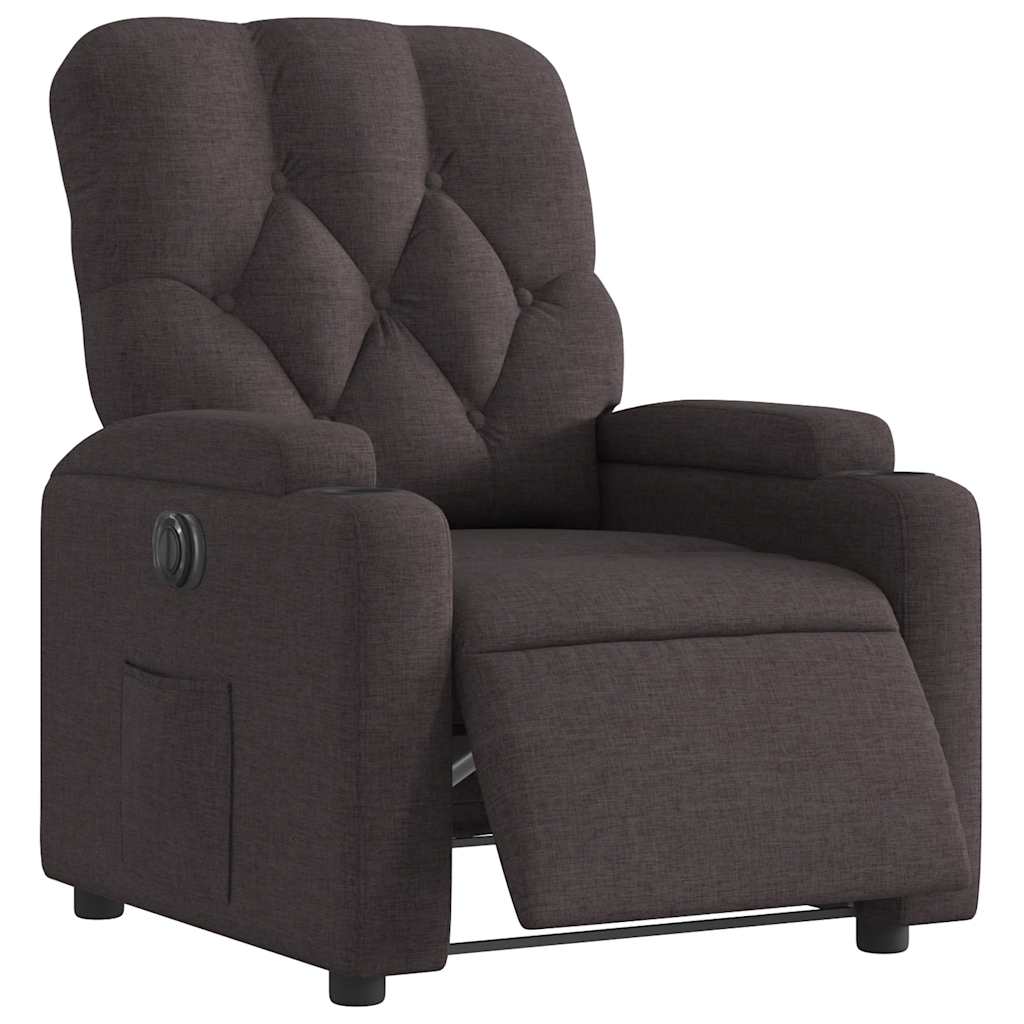 Fauteuil inclinable électrique Marron foncé Tissu