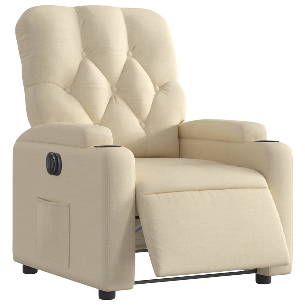 Fauteuil inclinable électrique Crème Tissu