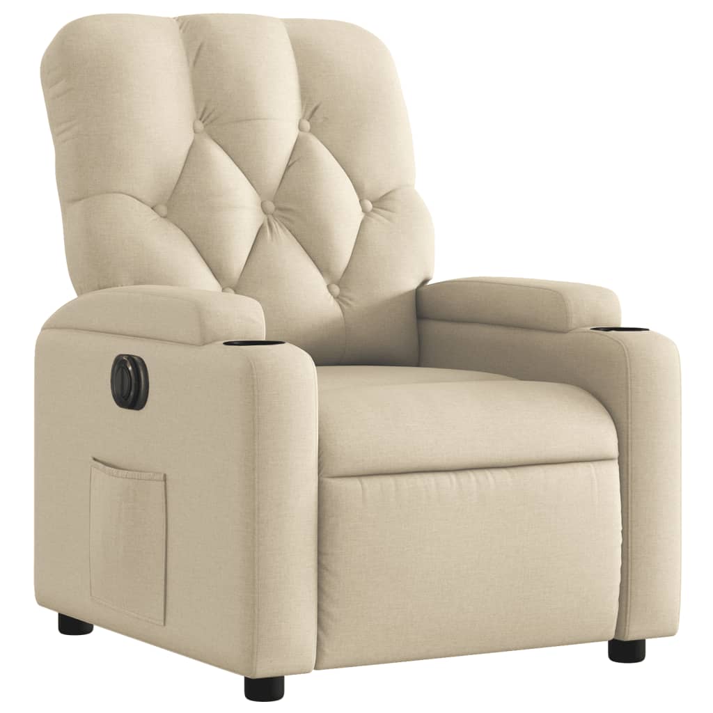 Fauteuil inclinable électrique Crème Tissu