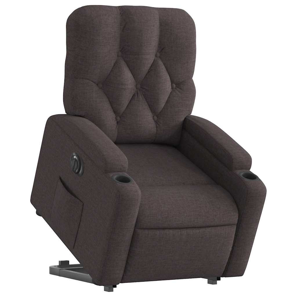 Fauteuil inclinable électrique marron foncé tissu