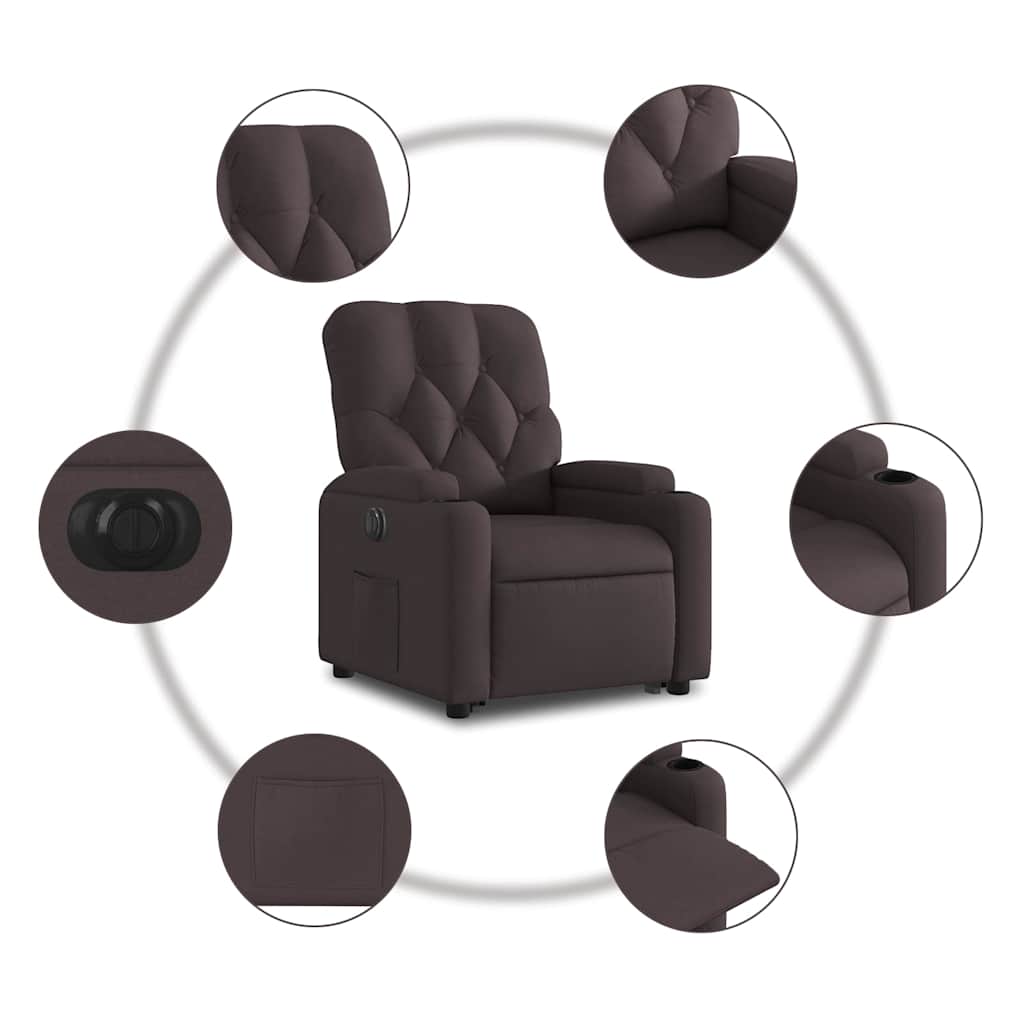 Fauteuil inclinable électrique marron foncé tissu