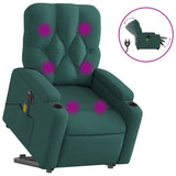 Fauteuil inclinable de massage électrique Vert foncé Tissu