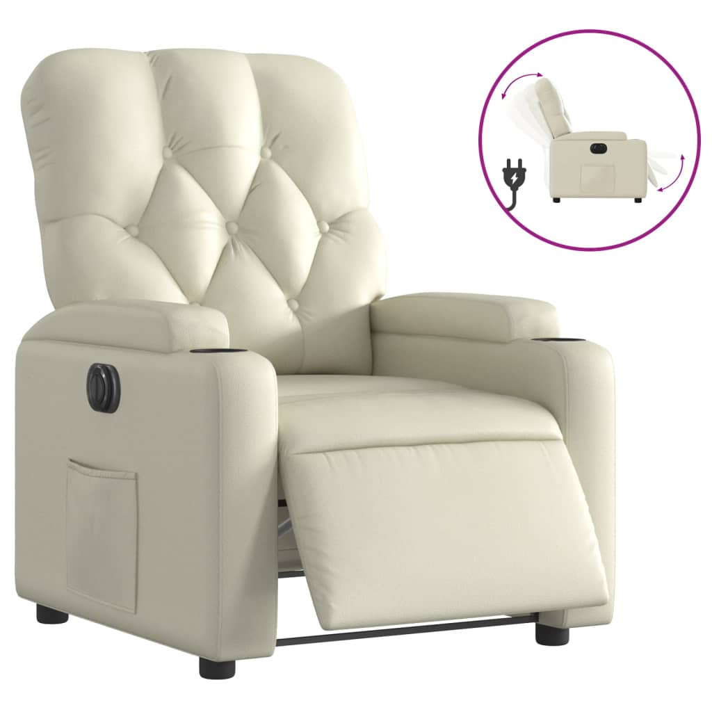 Fauteuil inclinable électrique Crème Similicuir