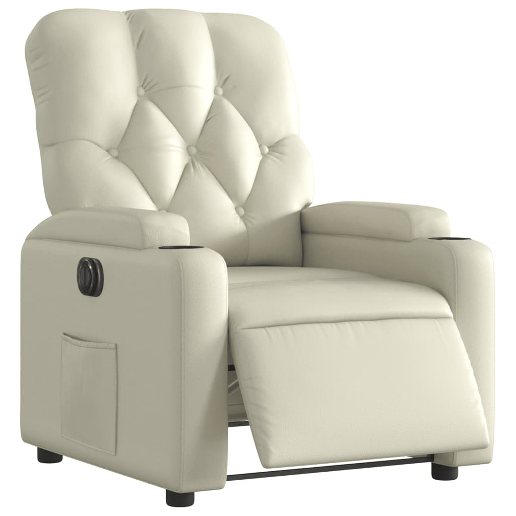 Fauteuil inclinable électrique Crème Similicuir