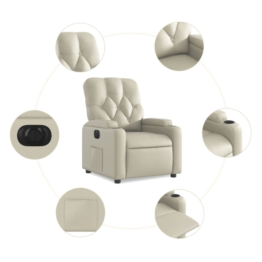 Fauteuil inclinable électrique Crème Similicuir