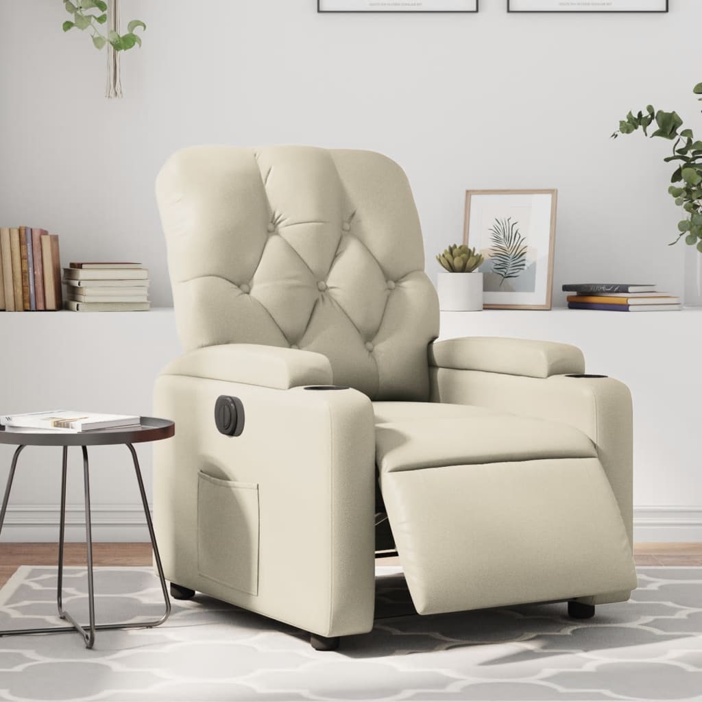 Fauteuil inclinable électrique Crème Similicuir