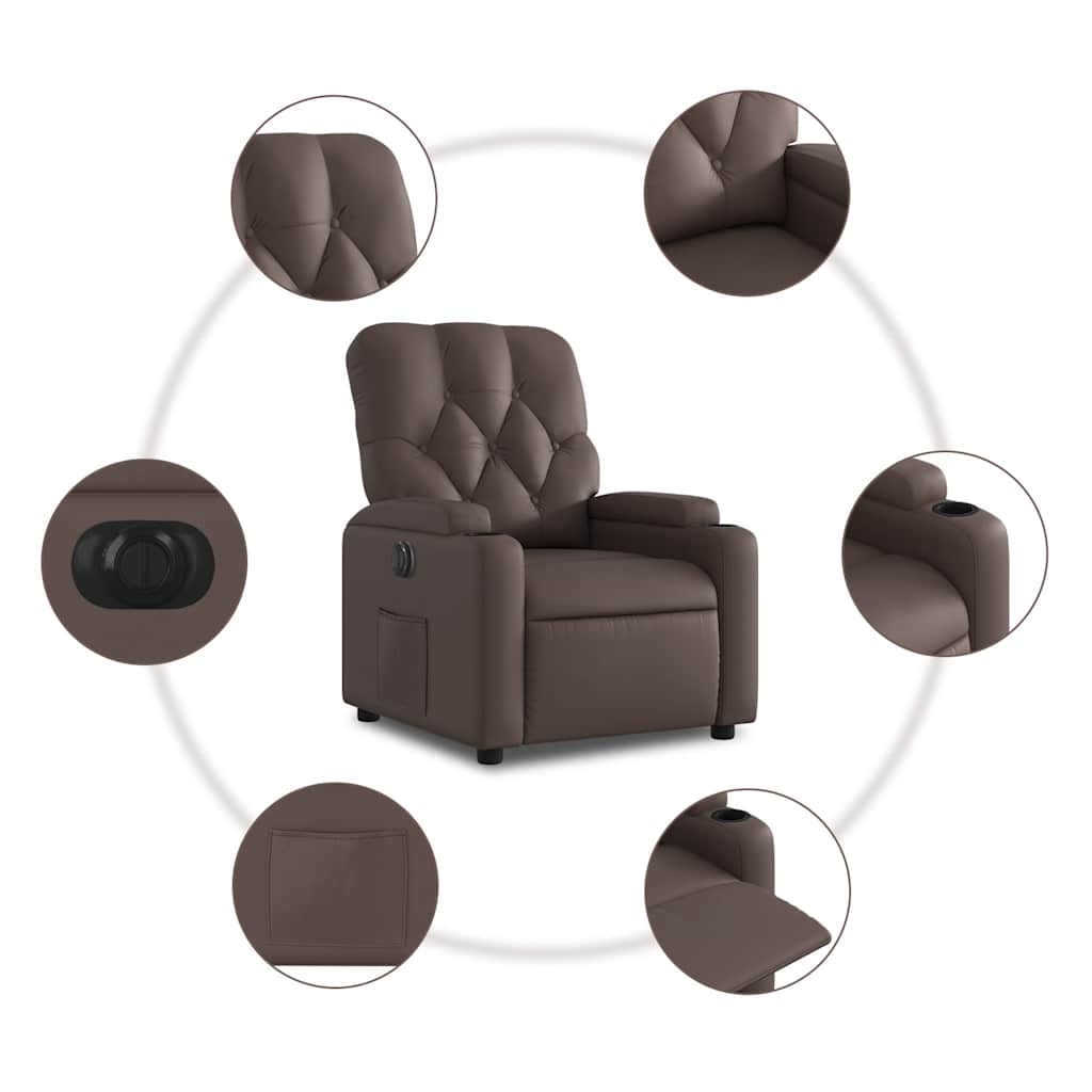 Fauteuil inclinable électrique Marron Similicuir