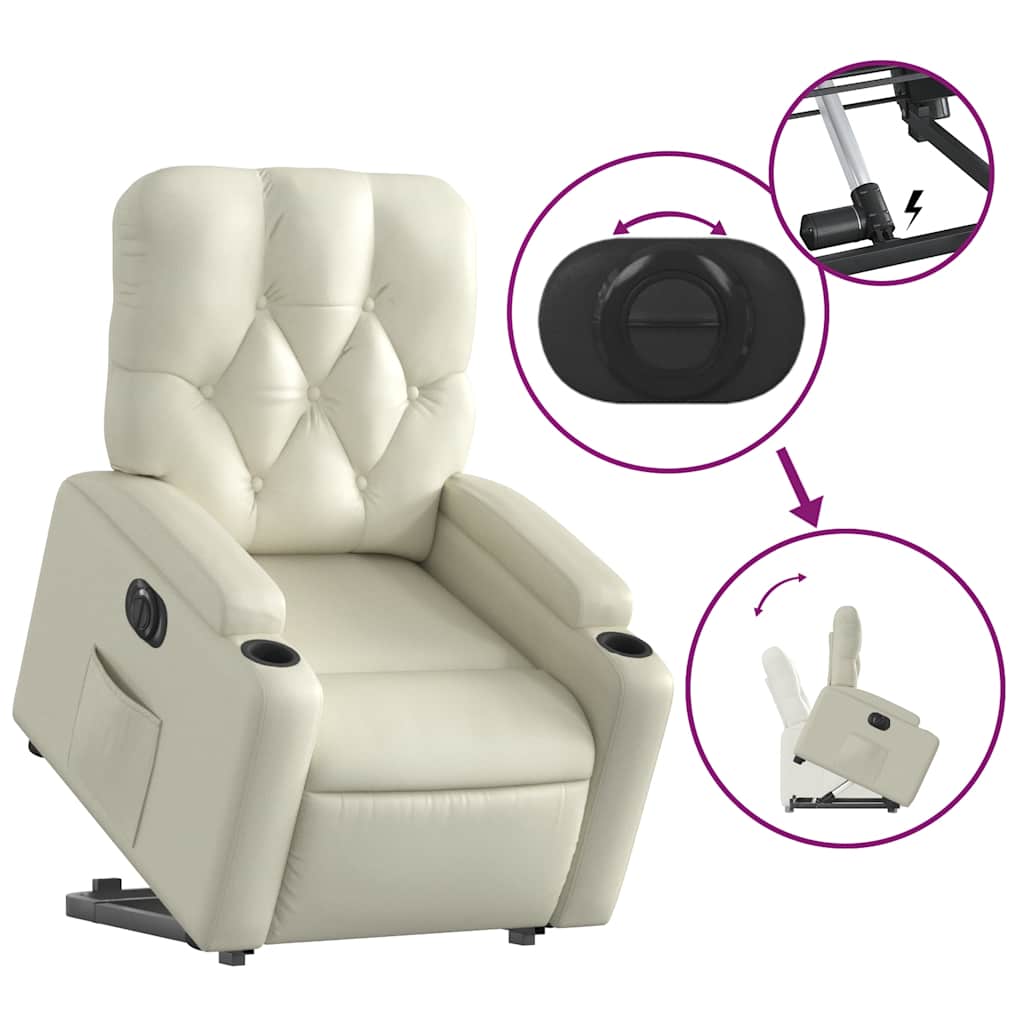 Fauteuil inclinable électrique crème similicuir