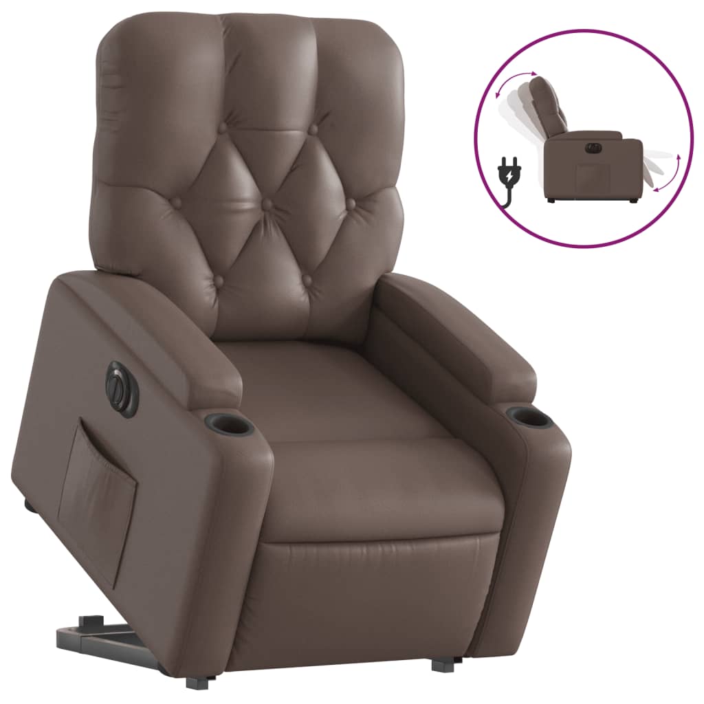 Fauteuil inclinable électrique marron similicuir