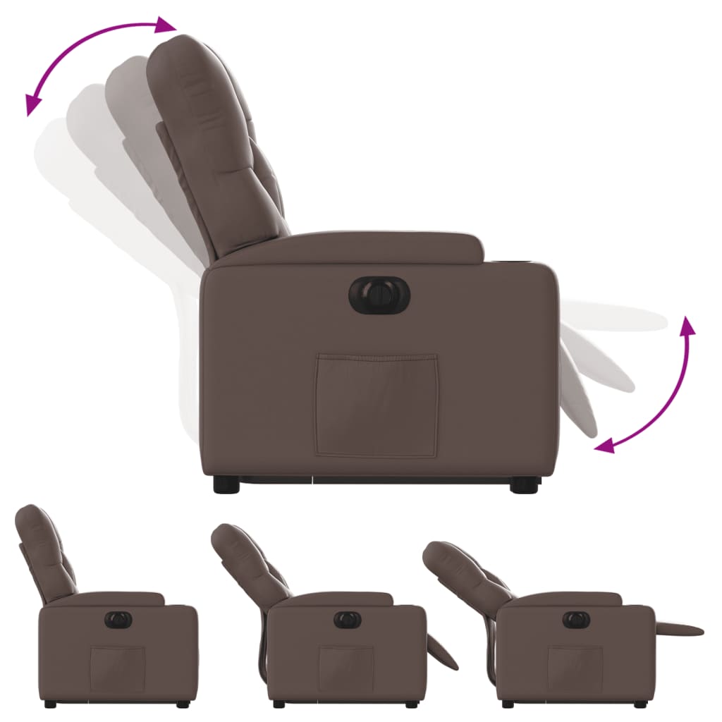 Fauteuil inclinable électrique marron similicuir