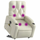 Fauteuil inclinable de massage électrique crème similicuir