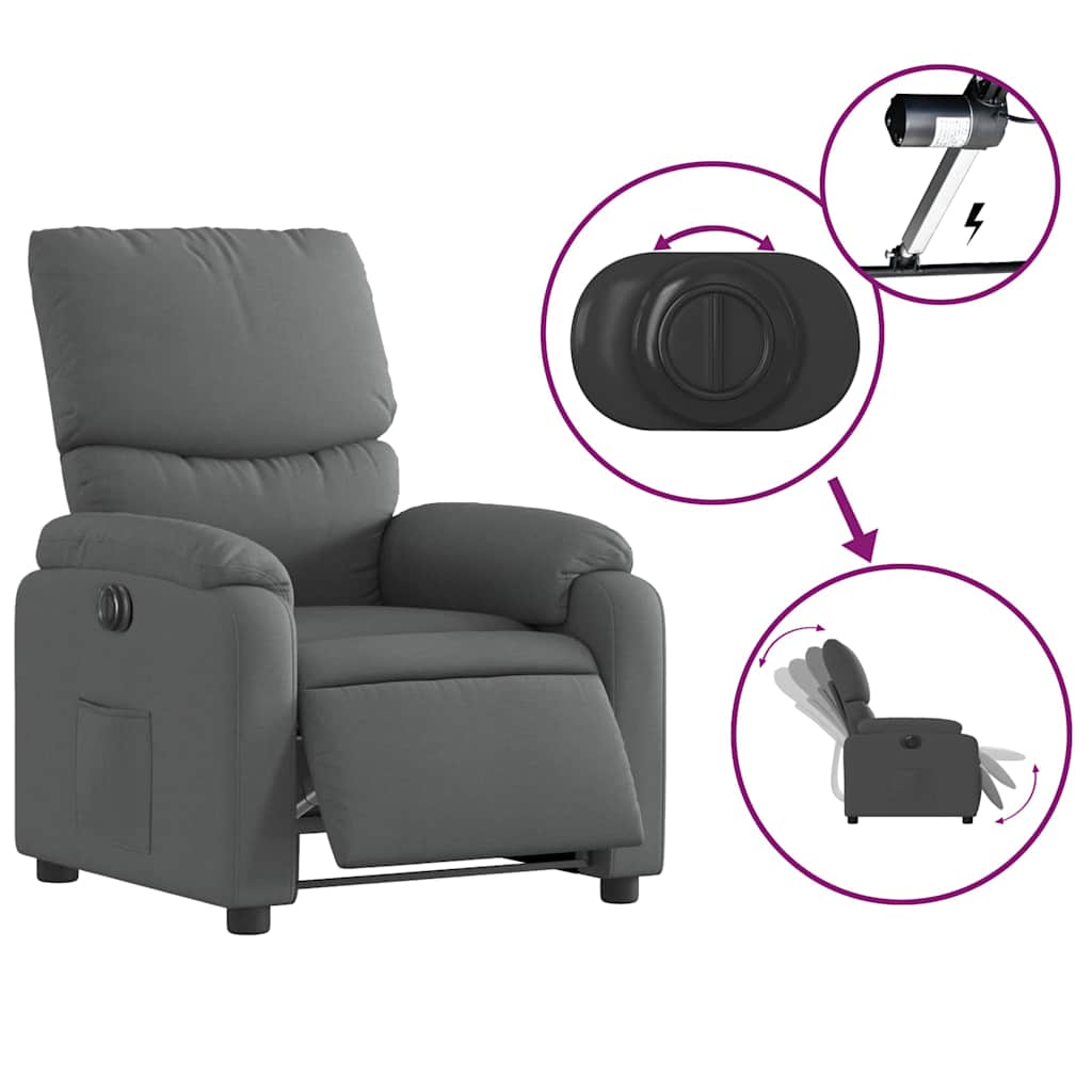 Fauteuil inclinable électrique Gris foncé Tissu