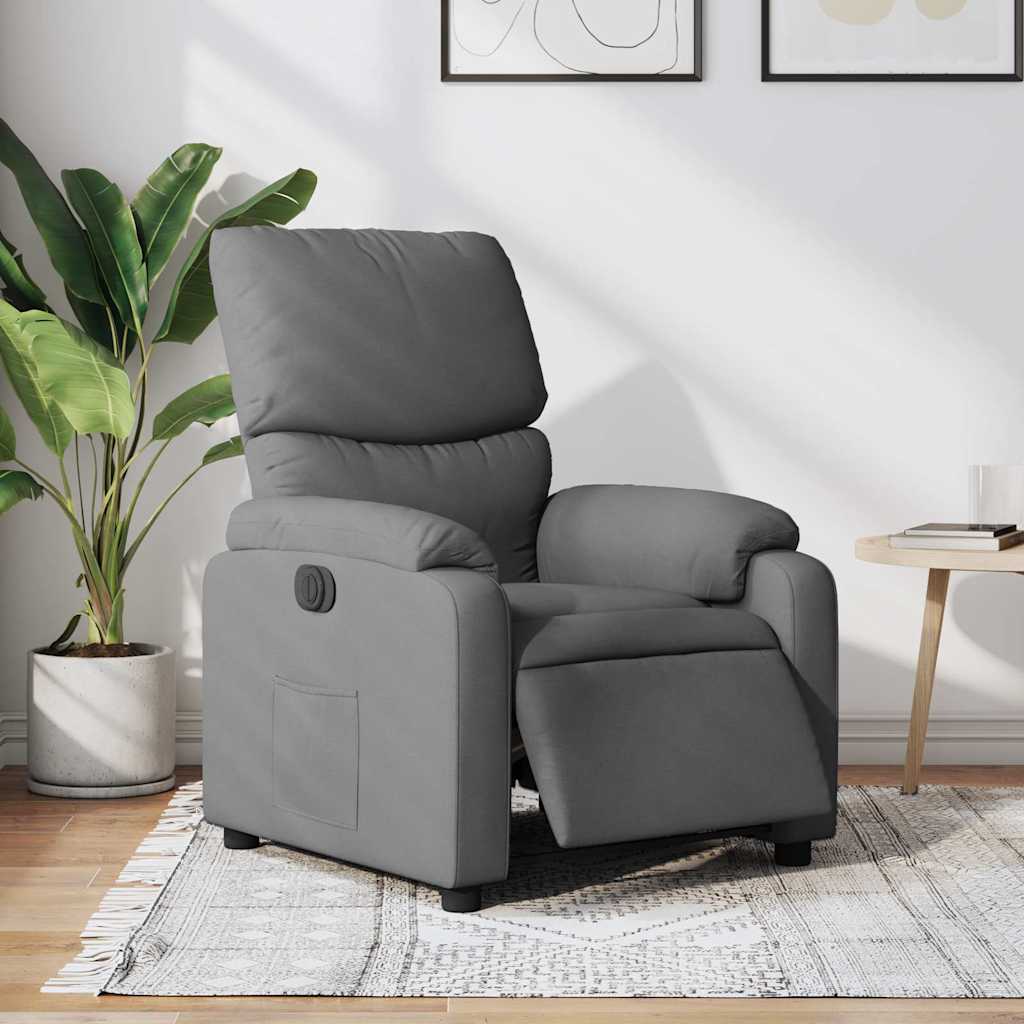 Fauteuil inclinable électrique Gris foncé Tissu