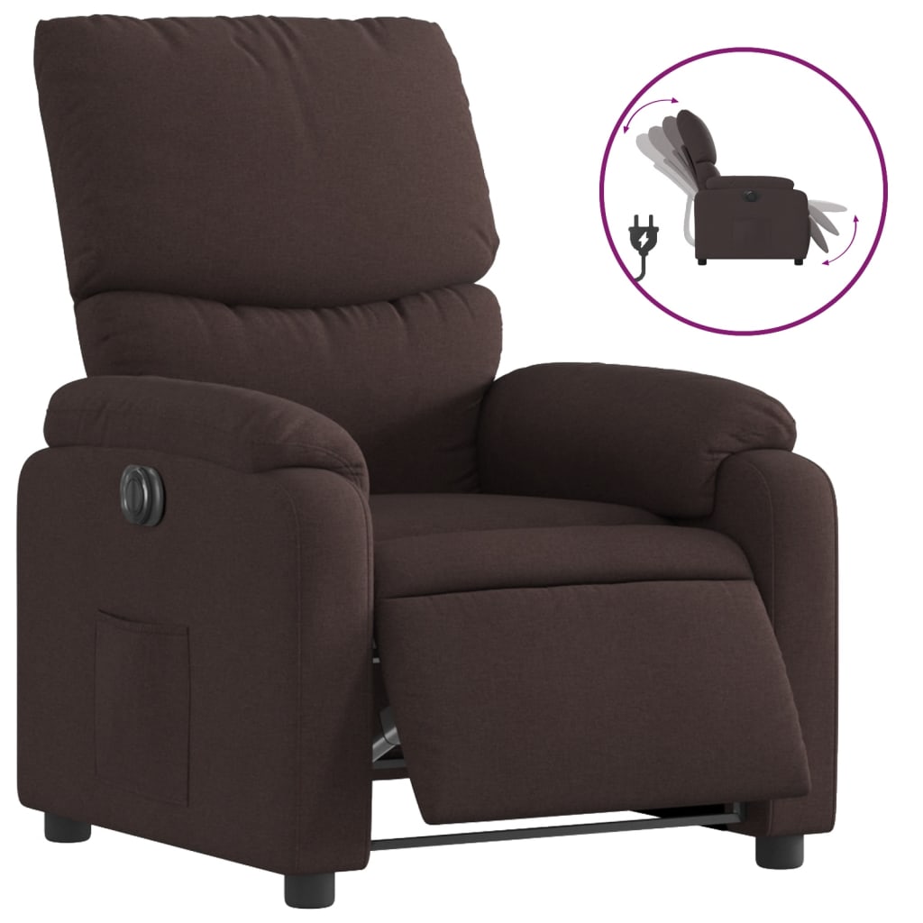 Fauteuil inclinable électrique Marron foncé Tissu