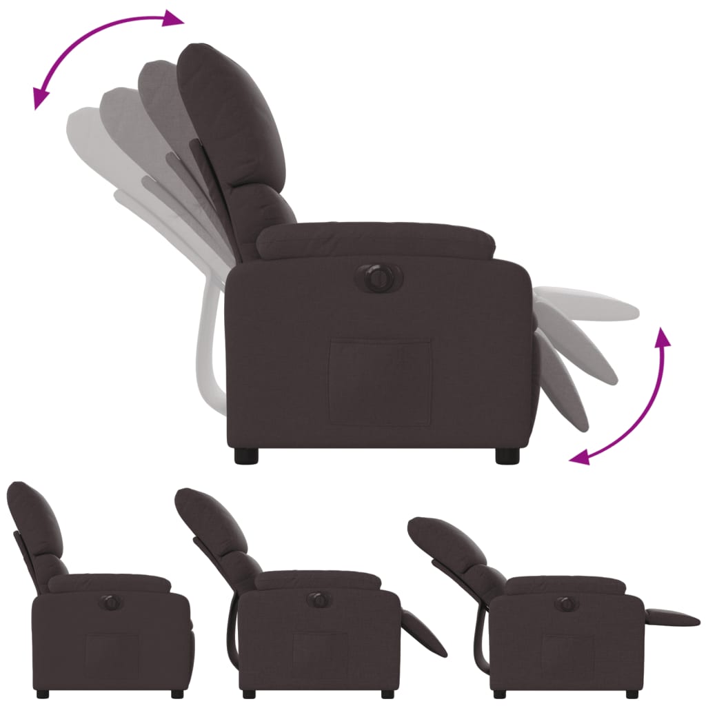 Fauteuil inclinable électrique Marron foncé Tissu