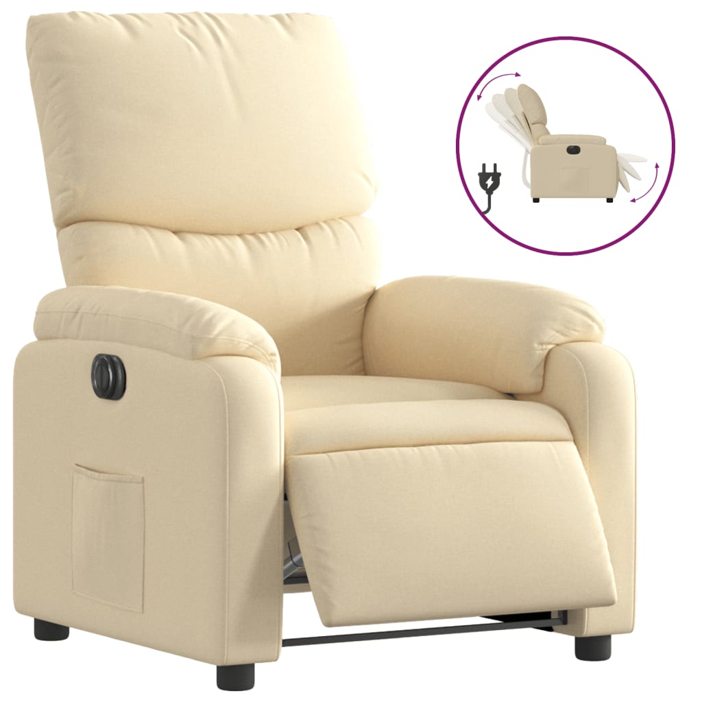Fauteuil inclinable électrique Crème Tissu