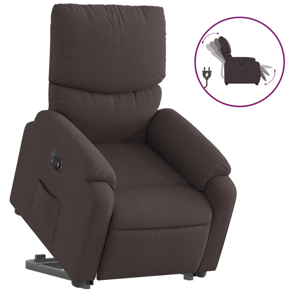 Fauteuil inclinable électrique marron foncé tissu