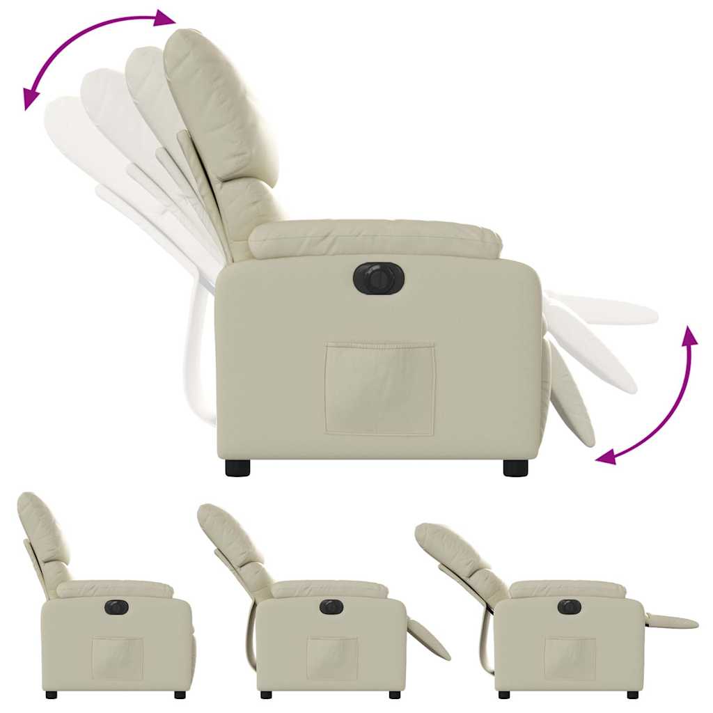 Fauteuil inclinable électrique Crème Similicuir