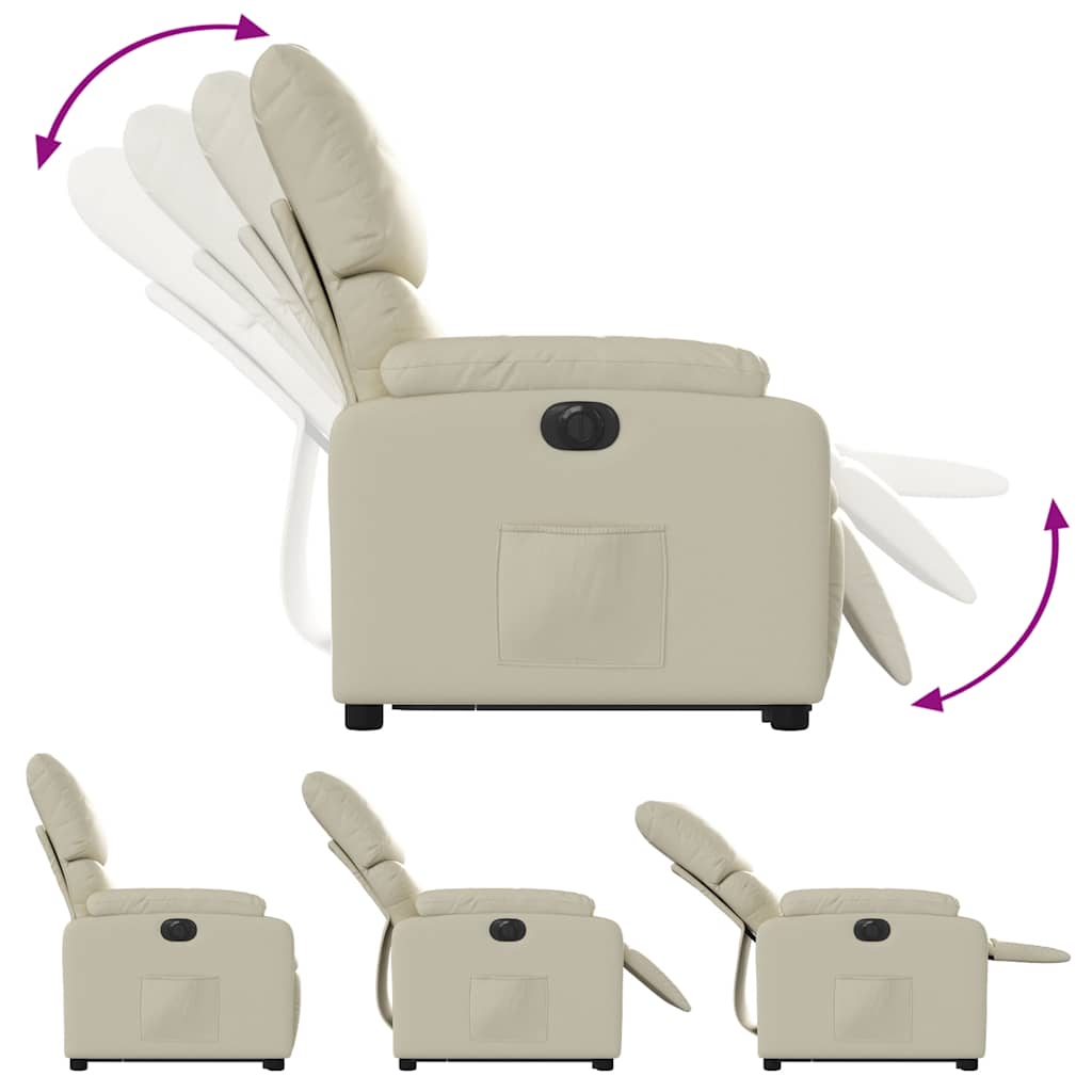 Fauteuil inclinable électrique crème similicuir
