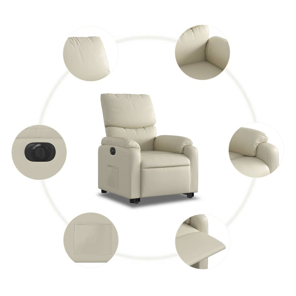 Fauteuil inclinable électrique crème similicuir