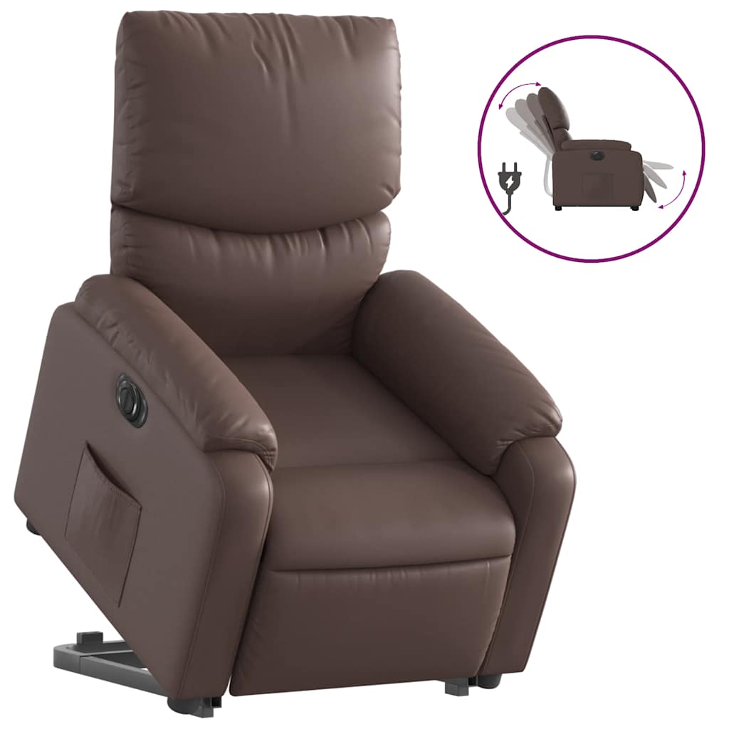 Fauteuil inclinable électrique marron similicuir