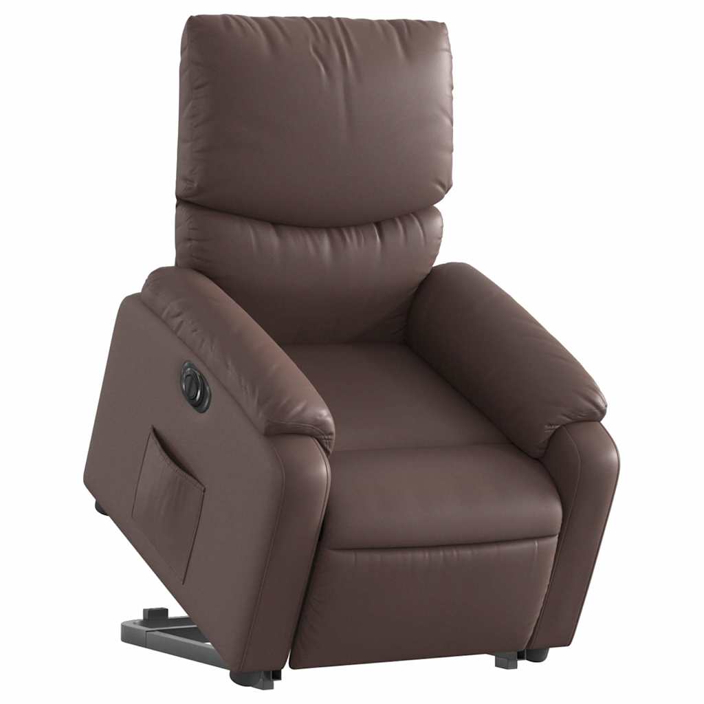 Fauteuil inclinable électrique marron similicuir