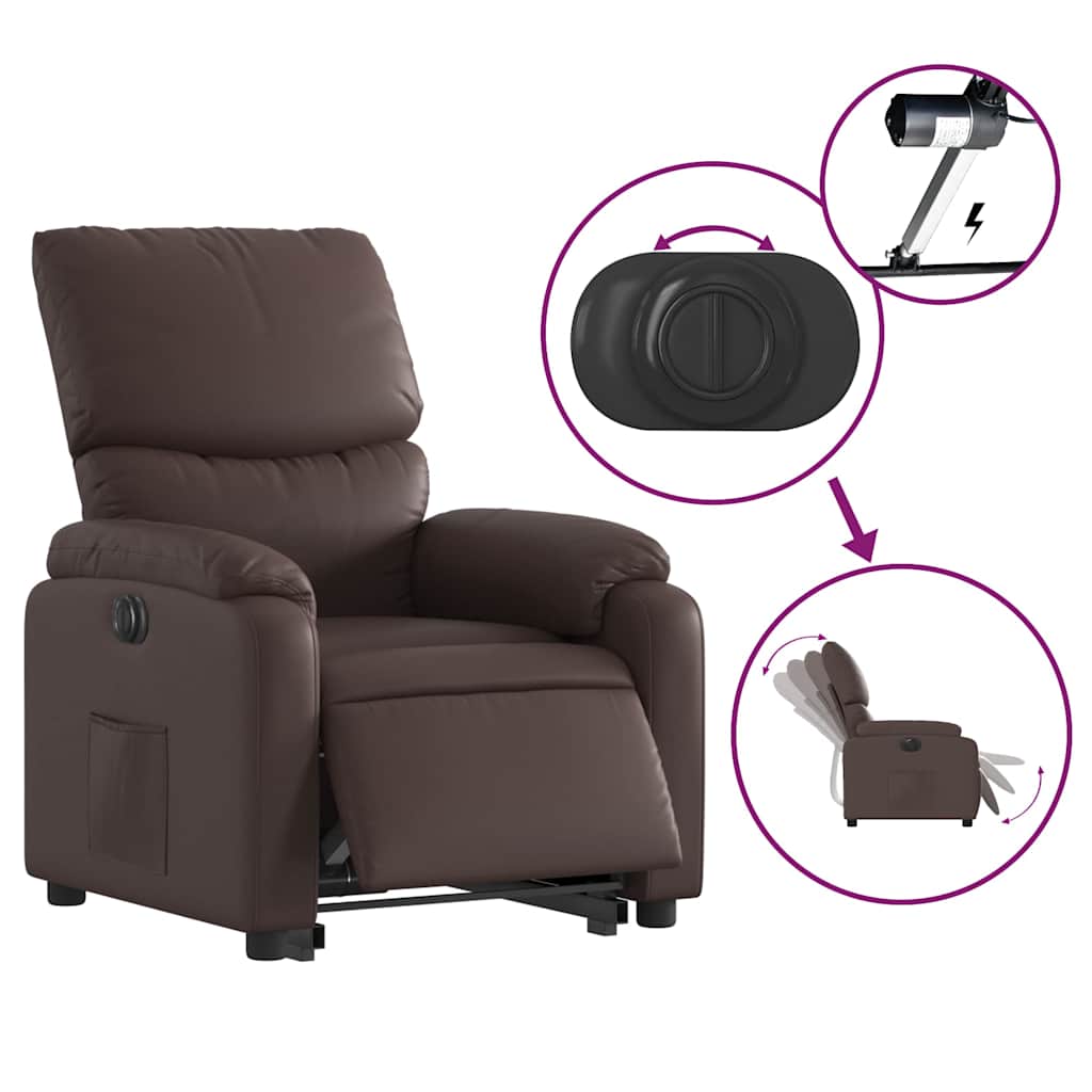 Fauteuil inclinable électrique marron similicuir