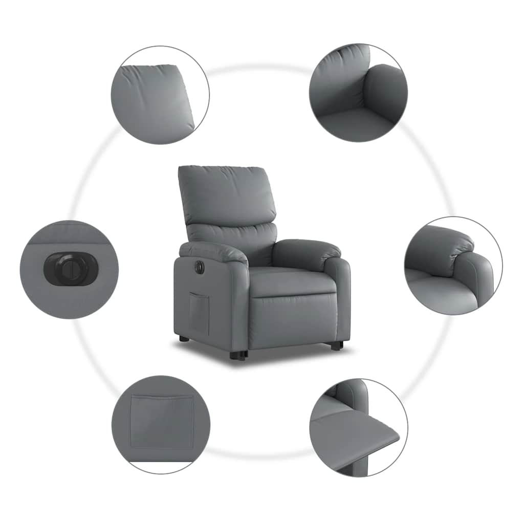 Fauteuil inclinable électrique gris similicuir