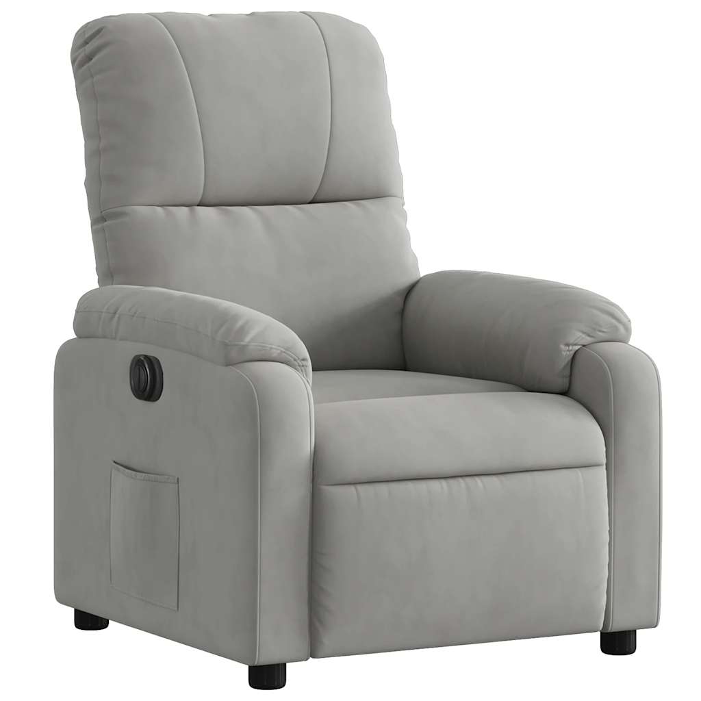 Fauteuil inclinable électrique gris clair tissu microfibre