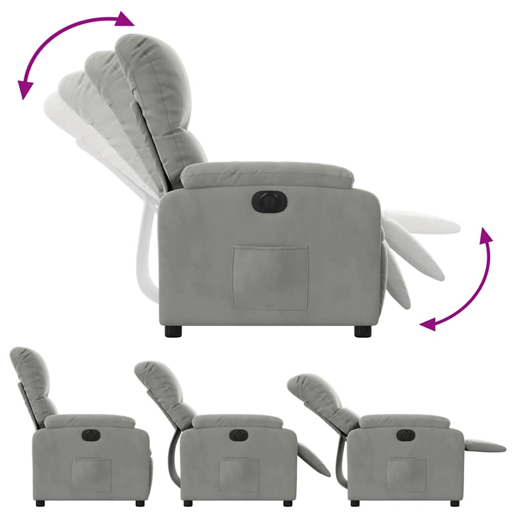 Fauteuil inclinable électrique gris clair tissu microfibre