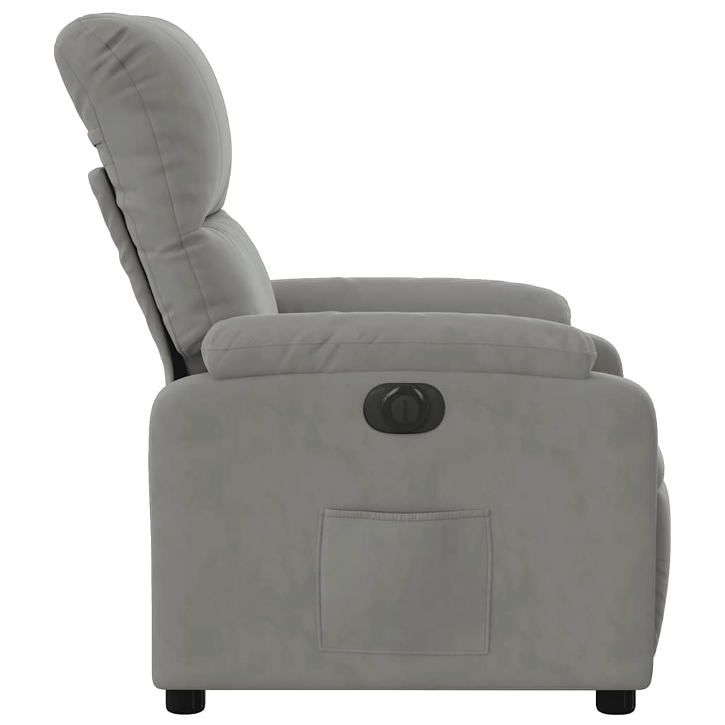 Fauteuil inclinable électrique gris clair tissu microfibre