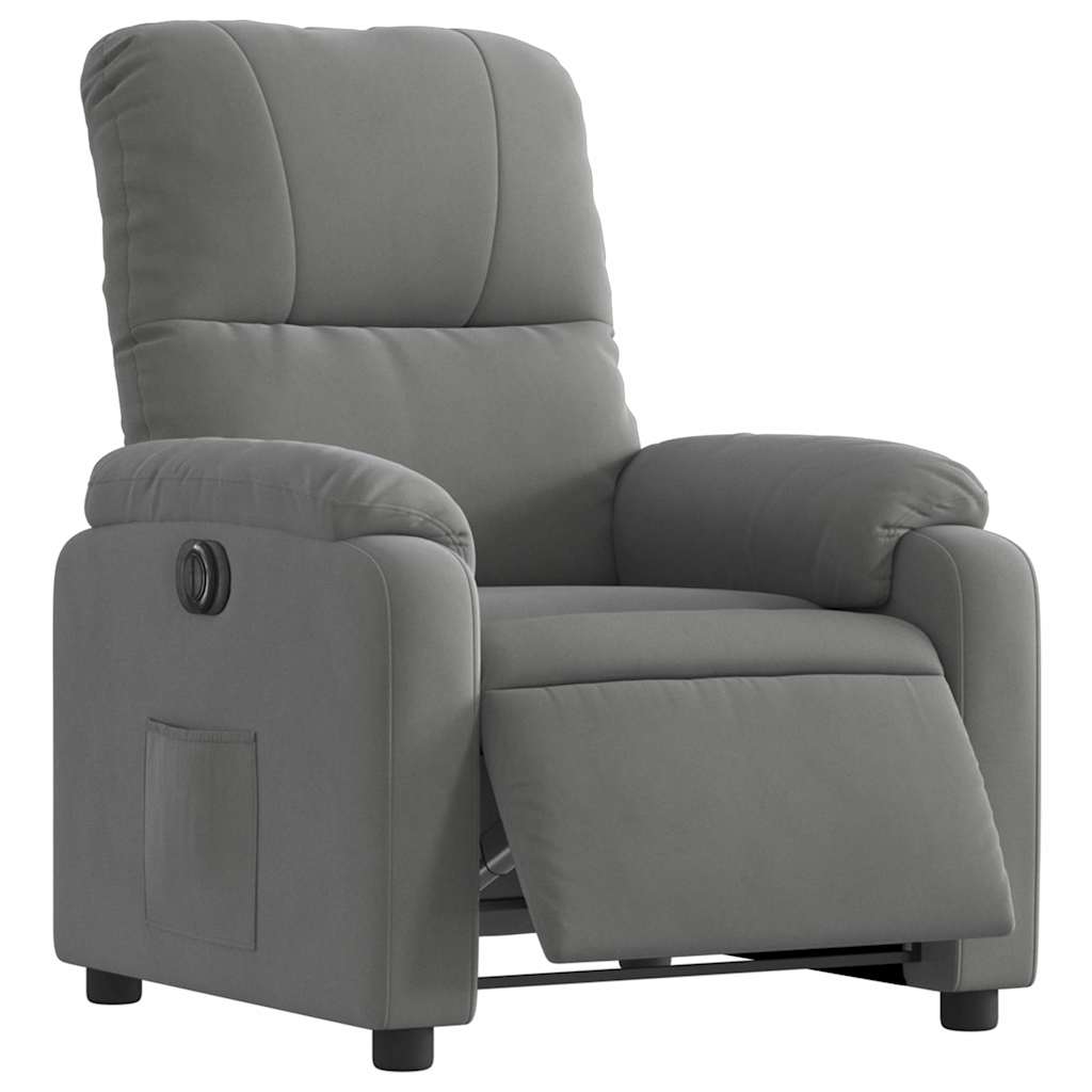 Fauteuil inclinable électrique gris foncé tissu microfibre