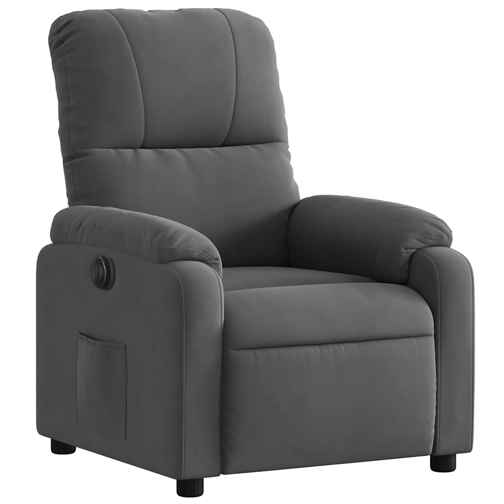 Fauteuil inclinable électrique gris foncé tissu microfibre
